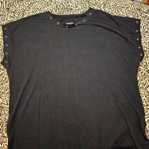 Torrid Black Short Sleeve Tee with Grommet Detail